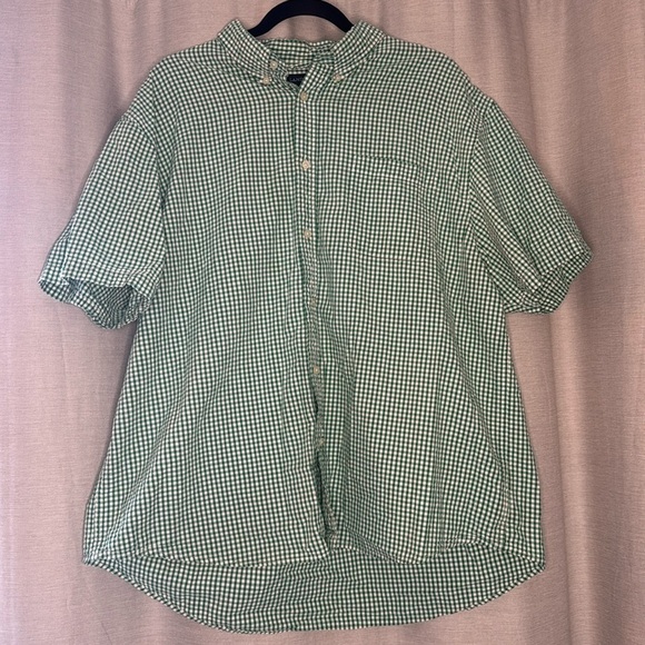 LANDS END GREEN GINGHAM LINEN SHIRT (XXL) - Picture 1 of 7
